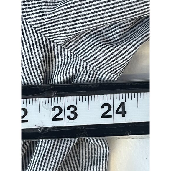 Larry Levine Plus Size 3X Gray Black Striped Button Down Blouse Career Workwear - Picture 7 of 11